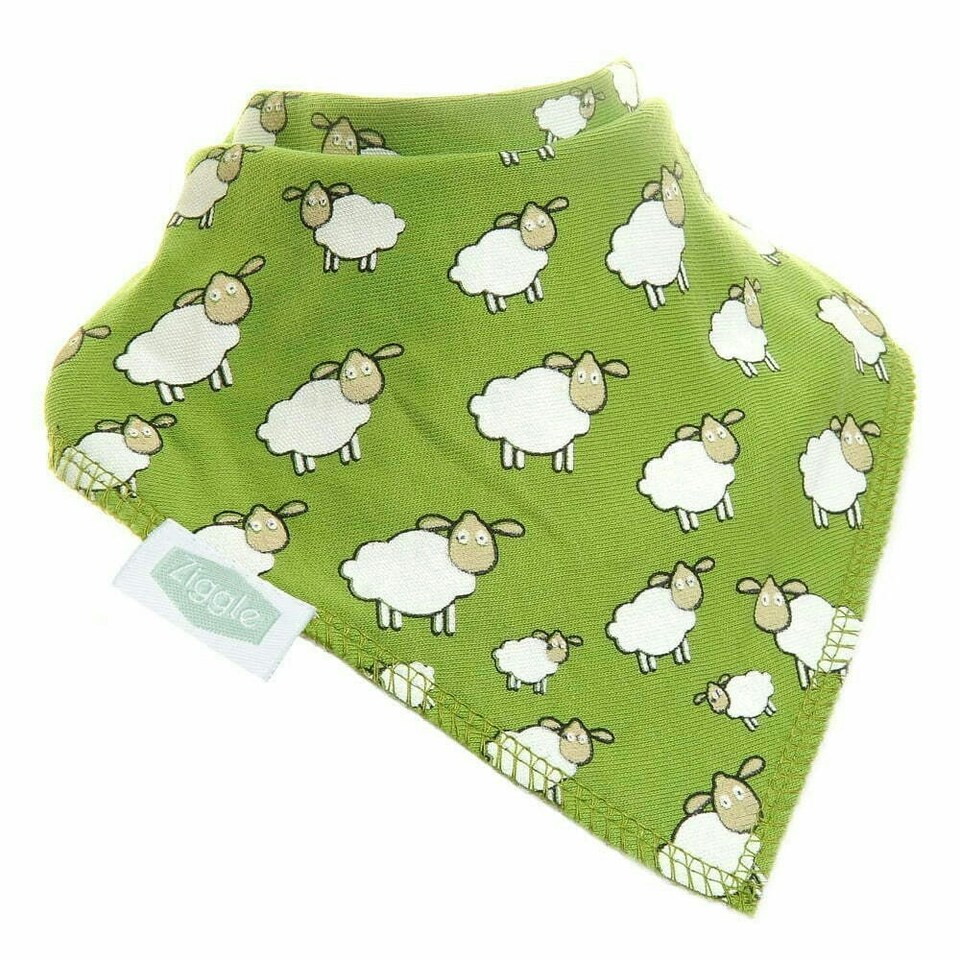 image 1 of Ziggle Baby Dribble Bib Sheep Print | Green | One Size | 1