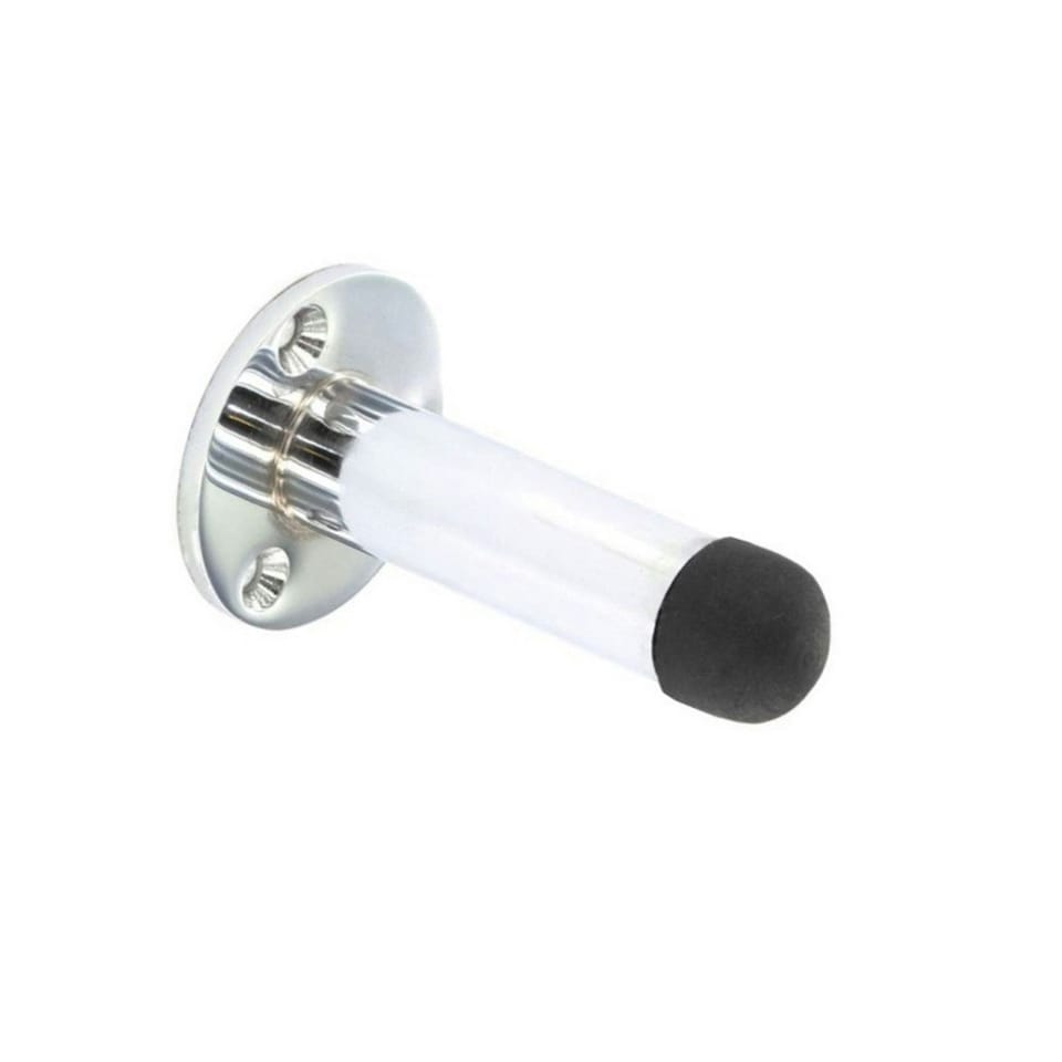 Securit Chrome Projection Door Stop - Silver/Black - One Size