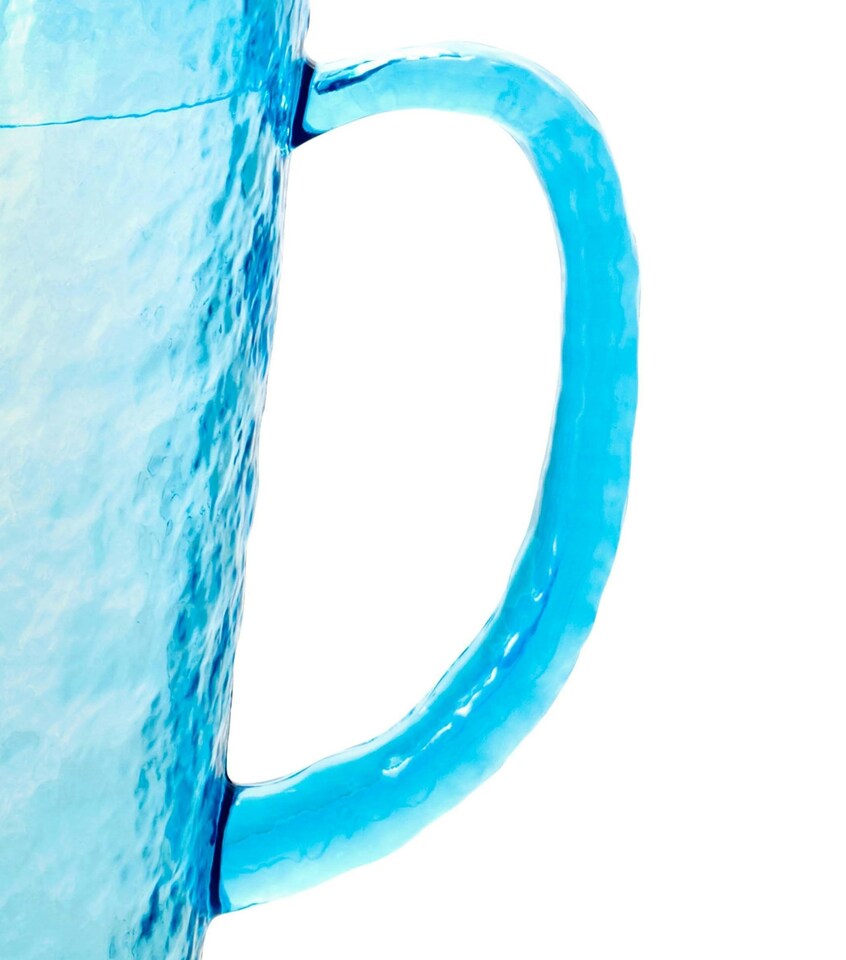 image 1 of 1.9 Litre Acyrlic Jug With Lid Reuseable Blue Hammered Pitcher | Blue | 1