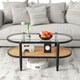 image 3 of COSTWAY 2-Tier Coffee Table Rattan Center Table with Storage Black