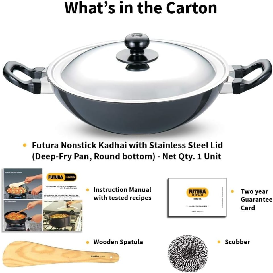 image 1 of Futura Non-Stick Deep-Fry Pan 2-1/2-Litre with Steel Lid and Round Bottom