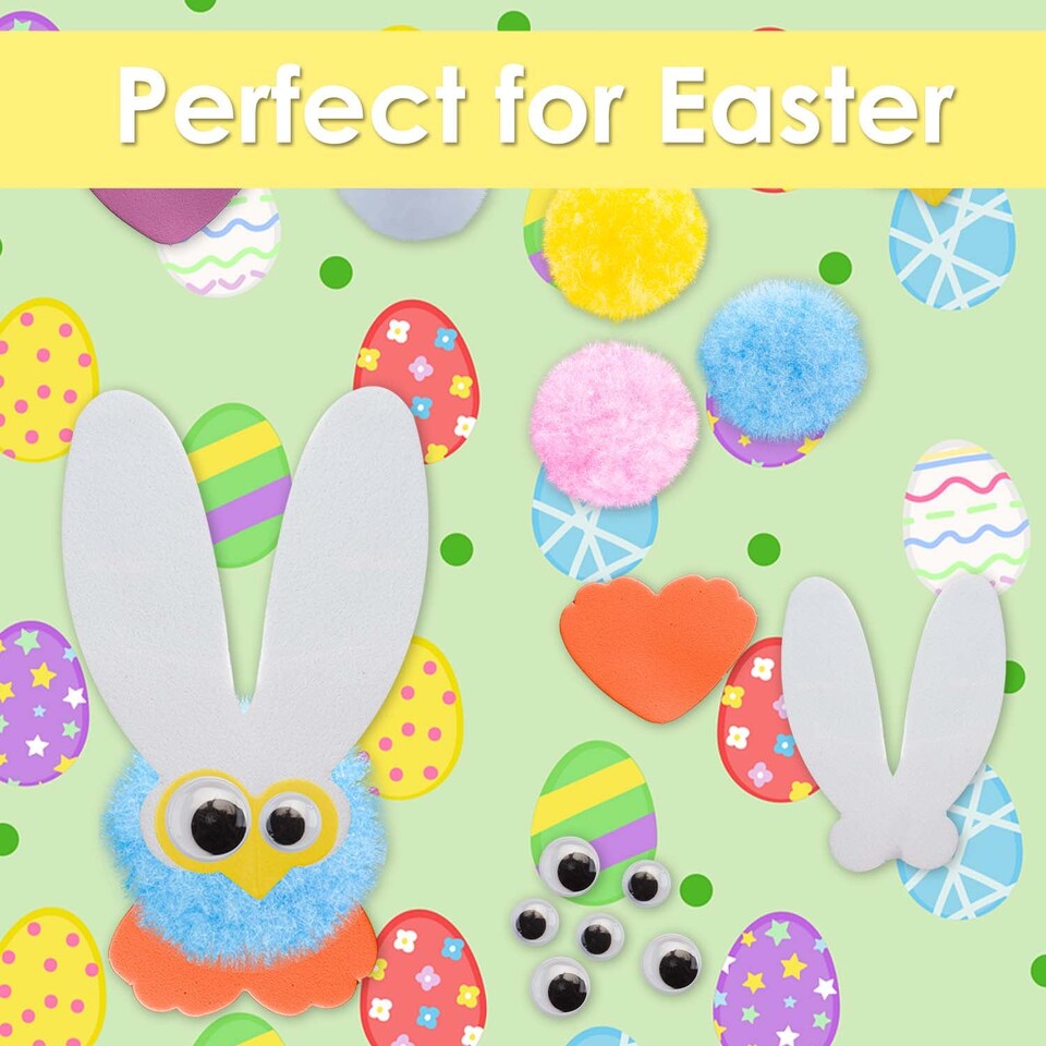 image 1 of vfm-estore Easter Pom Pom Arts & Crafts Set 18cm x 16cm Multicolour - 1 Pack