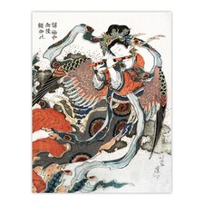 Mystical Bird Woman with Flute Vintage Wall Art Print Hokusai 18x24"