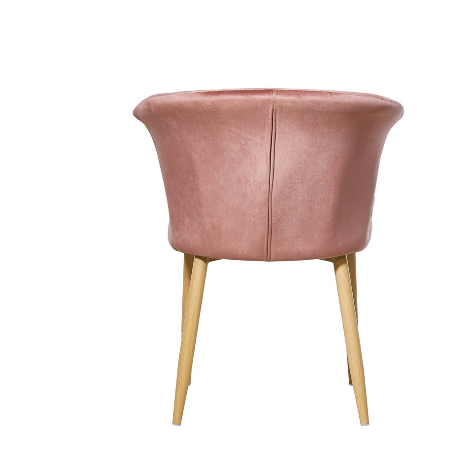 image 1 of Set of 4 Elsa Velvet Dining Chairs with Wooden Legs, Curved Back & Comfortable Seating Pink