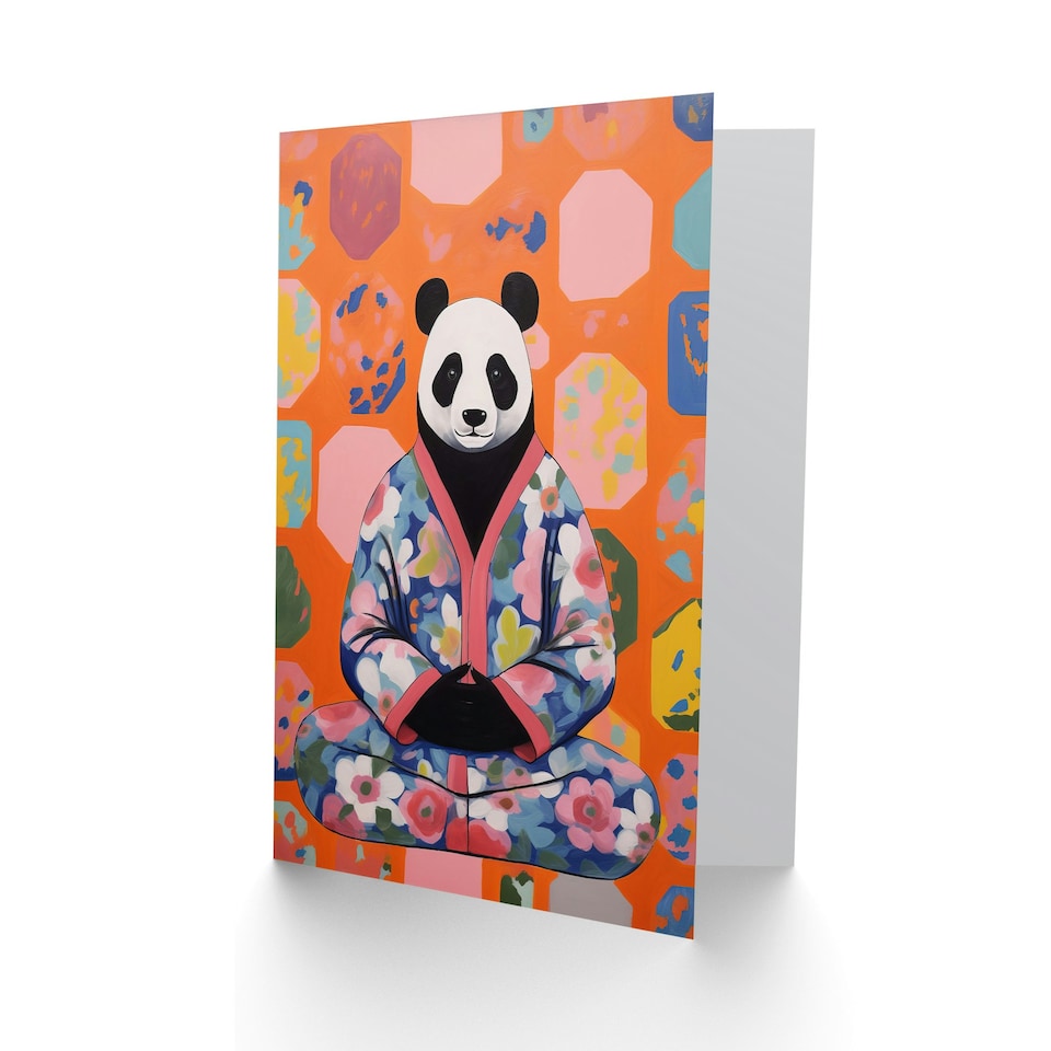 image 1 of Meditating Meditation Yogi Yoga Relax Panda Birthday Card