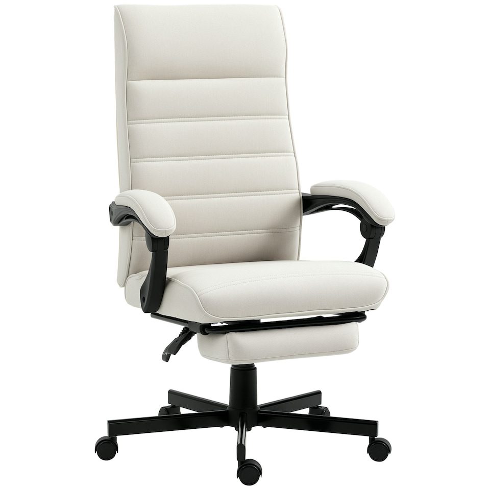 image 1 of Vinsetto High-Back Home Office Chair with Adjustable Height and Footrest, White