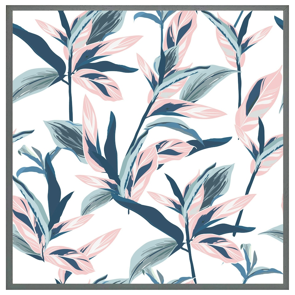 image 1 of Winter pink & blue flowers (Picture Frame) Black | S