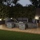 image 8 of Garden Vida Islay 6 Seater Rattan Outdoor BBQ Patio Set with 2 Seater Sofa, 2x Chairs, 2x Stools, Glass Top Coffee Table - Grey