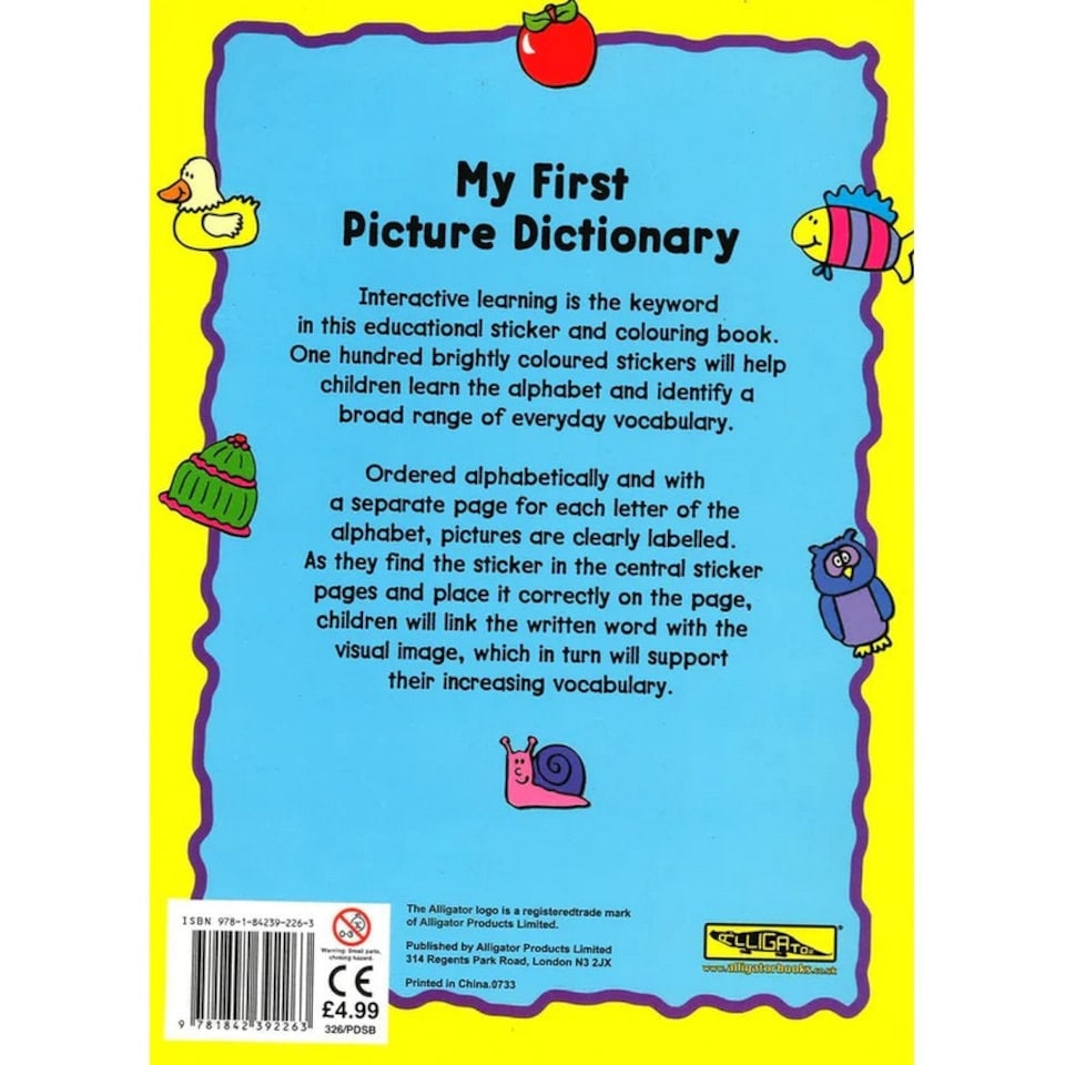 image 1 of Alligator My First Picture Dictionary Sticker Book - Multicoloured - One Size