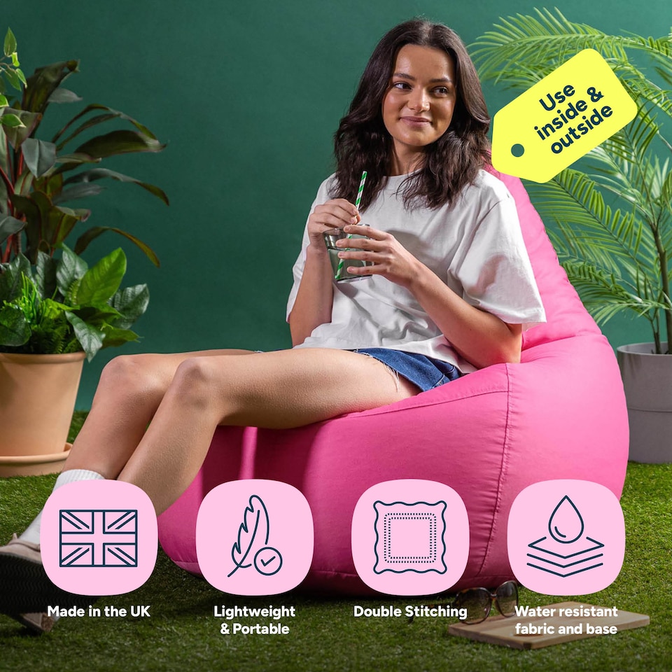 image 1 of Icon Dalton High Back Adult Gaming Indoor Outdoor Bean Bag Chair, Pink