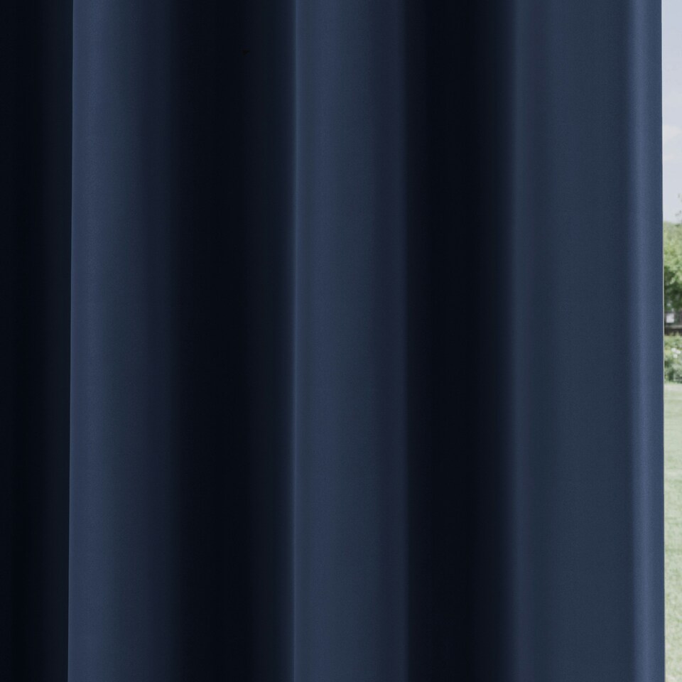 image 1 of Supersoft Navy Curtains 66 x 54 inch (168 x 137 cm) Room Darkening Eyelet Thermal Noise Reducing Curtains for Bedroom and Living Room