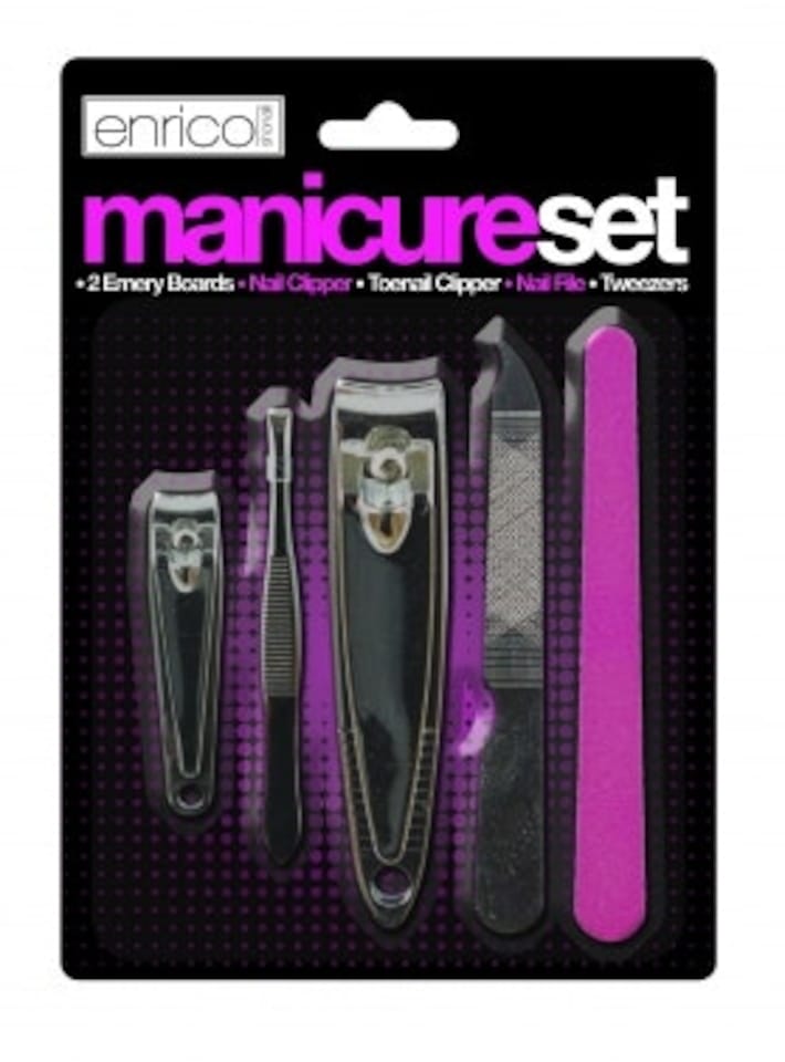 image 1 of Quality Manicure Set, 5 Different Items In Total: 2x Emery Boards, Nail Clipper, Toenail Clipper, Nail File And Tweezers