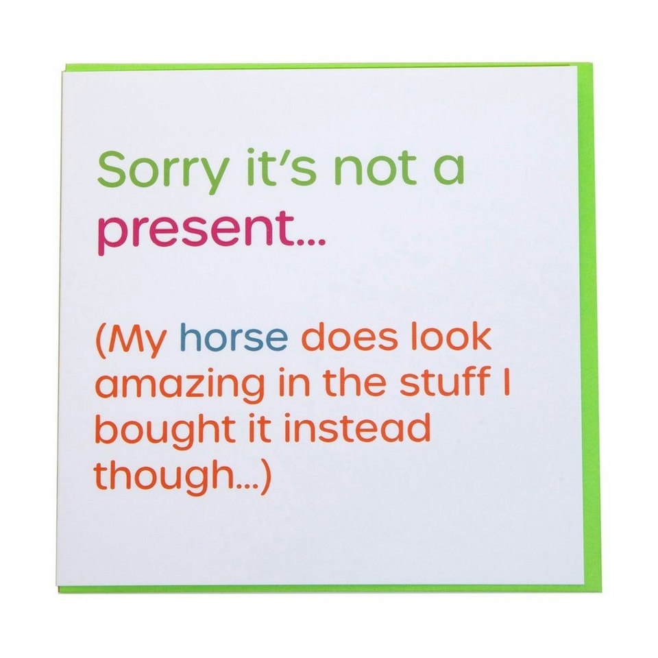 Gubblecote Sorry Its Not A Present Wordy Greetings Card - Off White/Green - One Size