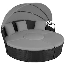 Sun Lounger Santorini - modular garden furniture set with shade canopy | Black | black | 175 x 171 x 136 cm | 1