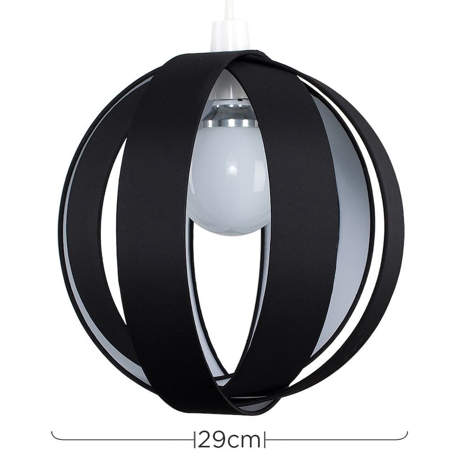 image 1 of ValueLights J90 Black Fabric Cocoon Globe Ceiling Shade & Bulb | Black