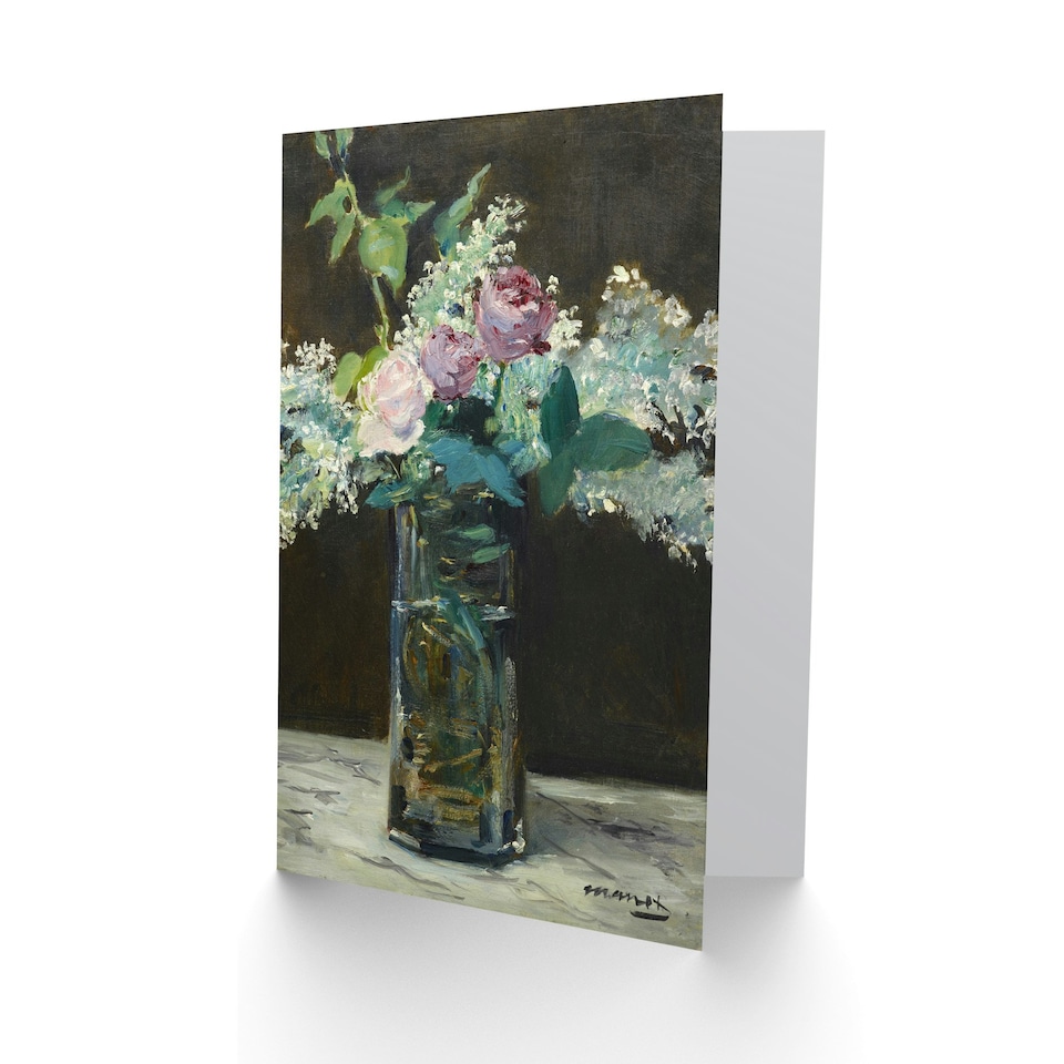 image 1 of Edouard Manet Art Card Vase of White Lilacs and Roses