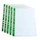 image 2 of Elba Hamelin A4 Glass Clear Standard Punched Pockets, Multipunched Green Strip, 55 Microns, Box of 100, 400002137