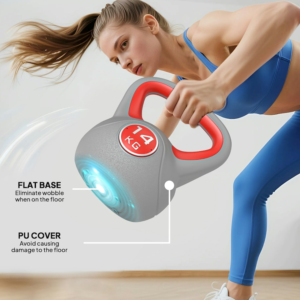 image 1 of SPORTNOW Kettle Bell with Handle for Home Gym | Red | 14