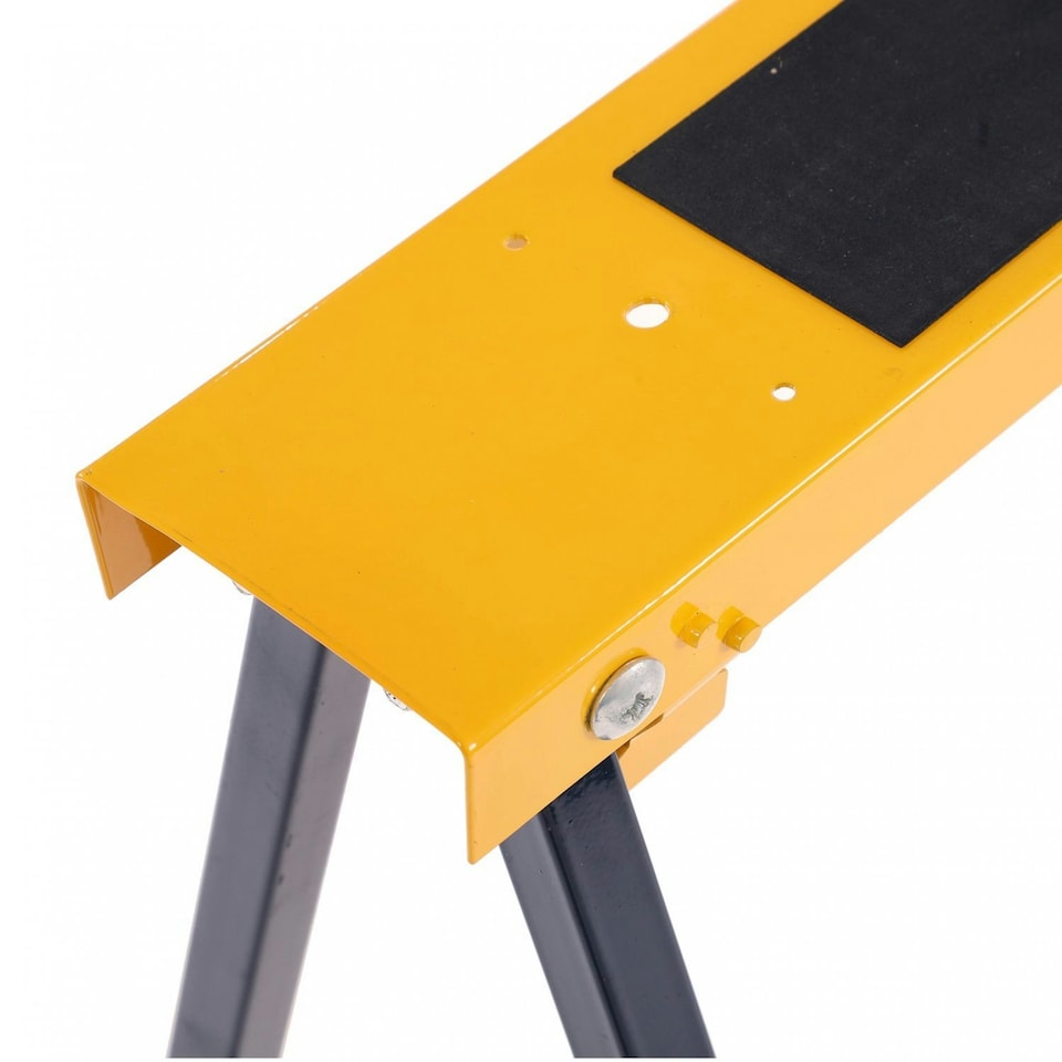image 1 of Oypla 2x Saw DIY Garage Work Bench Carpentry Building Trestles Load 100KG Yellow