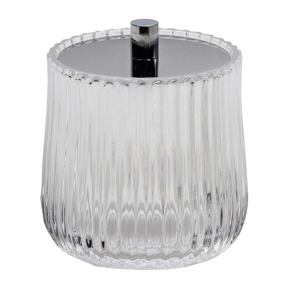 image 1 of Showerdrape Regent Ribbed Glass Chrome Storage Jar | Clear | 1