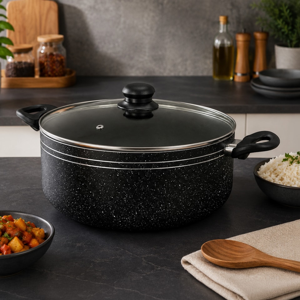 image 1 of ROYALFORD 28cm Casserole Dish with Tempered Glass Lid, Induction Safe Cooking Pot