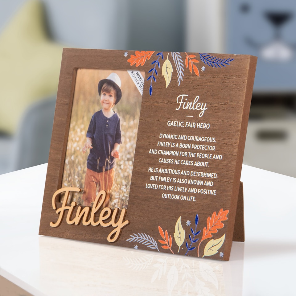 image 1 of History & Heraldry Pre-Personalised Kids Wooden Picture Frame - Finley