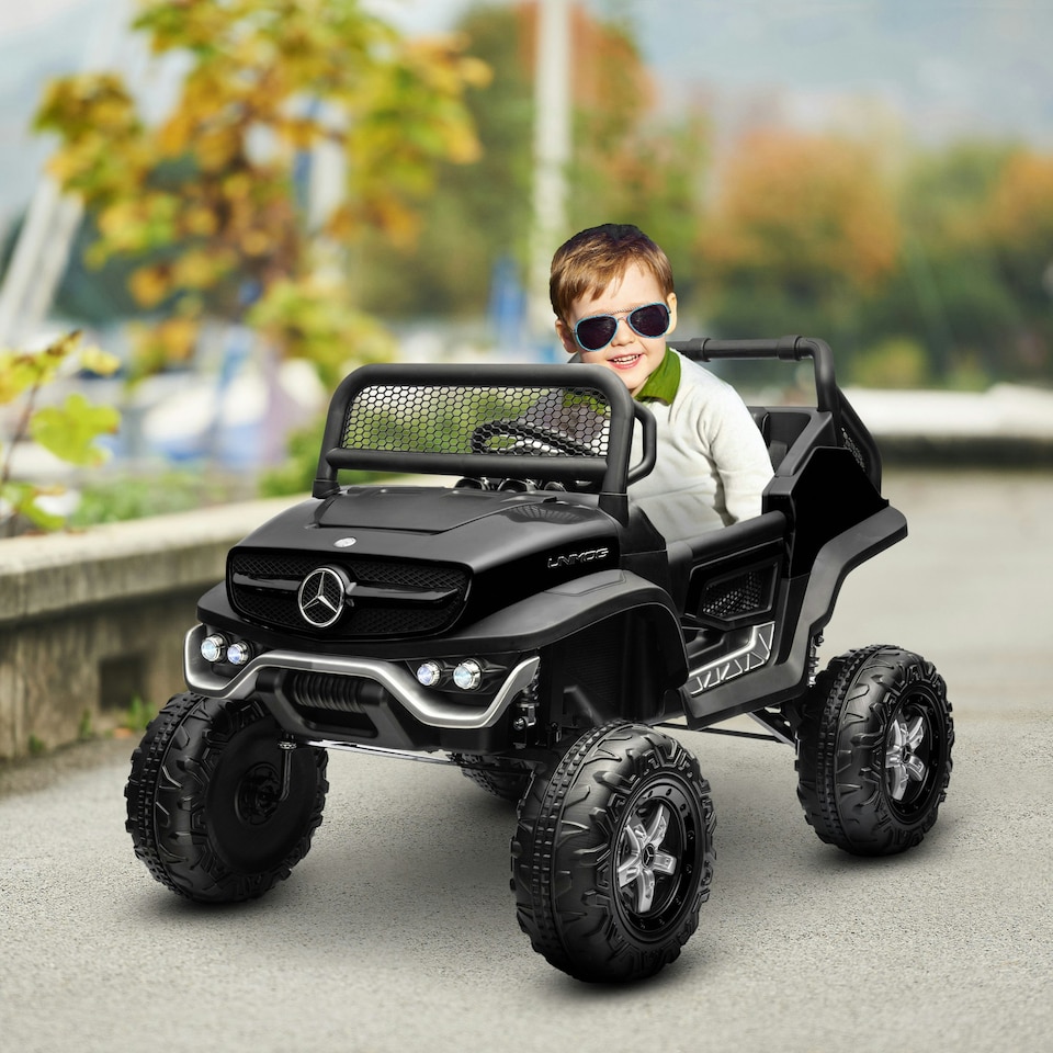 image 1 of HOMCOM 12V Licensed Mercedes-Benz Unimog, Kids Electric Ride on Car - Black