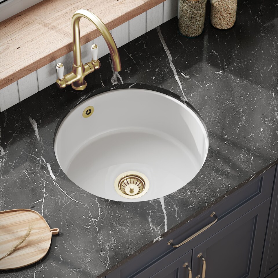 image 1 of Balterley Single Bowl Kitchen Sink Fireclay with Overflow - Set B