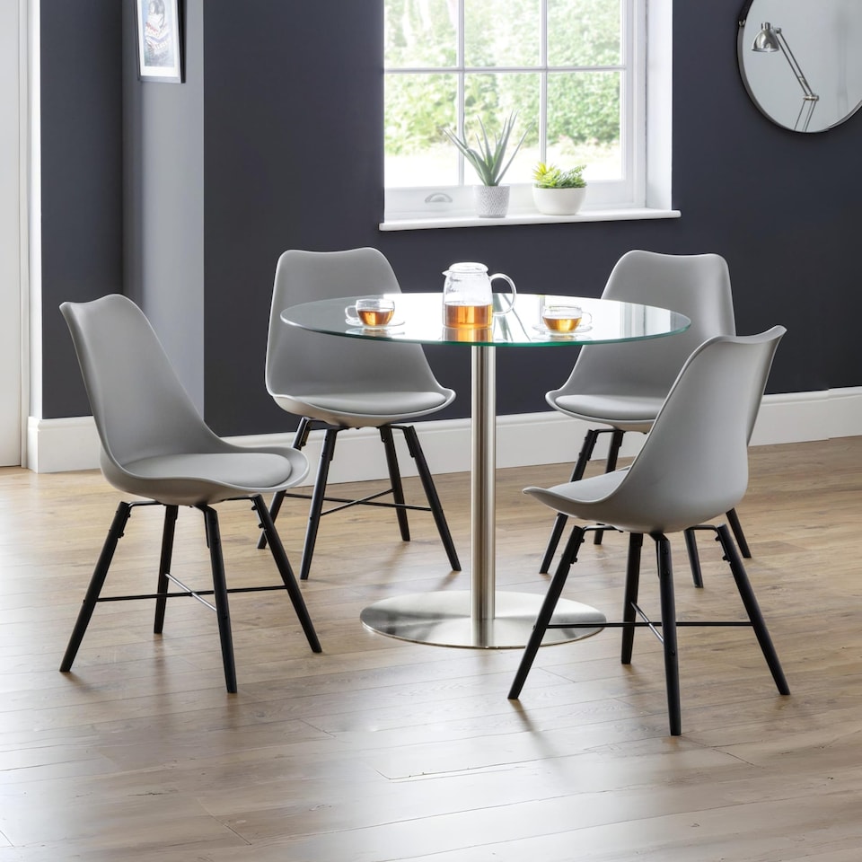 image 1 of Rosedale Elegant Grey Seat & Black Legs Dining Chairs - Set of 2