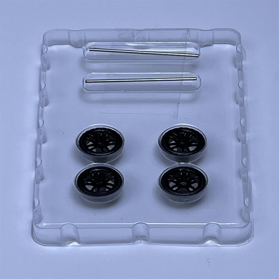 image 1 of BNDS Custom Wheel Parts Wheel and Tyre Set Flat Gloss Black 1:64 MOT Hobby BC26405BK
