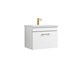 image 1 of Rio 1 Drawer Wall Hung Vanity Basin Unit - 600mm - Gloss White with Brushed Brass D Handle (Tap Not Included) White