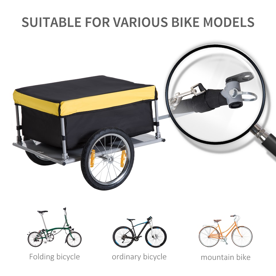 image 1 of New Bicycle Bike Cargo Wagon Trailer Cart Carrier Shopping Yellow and Black