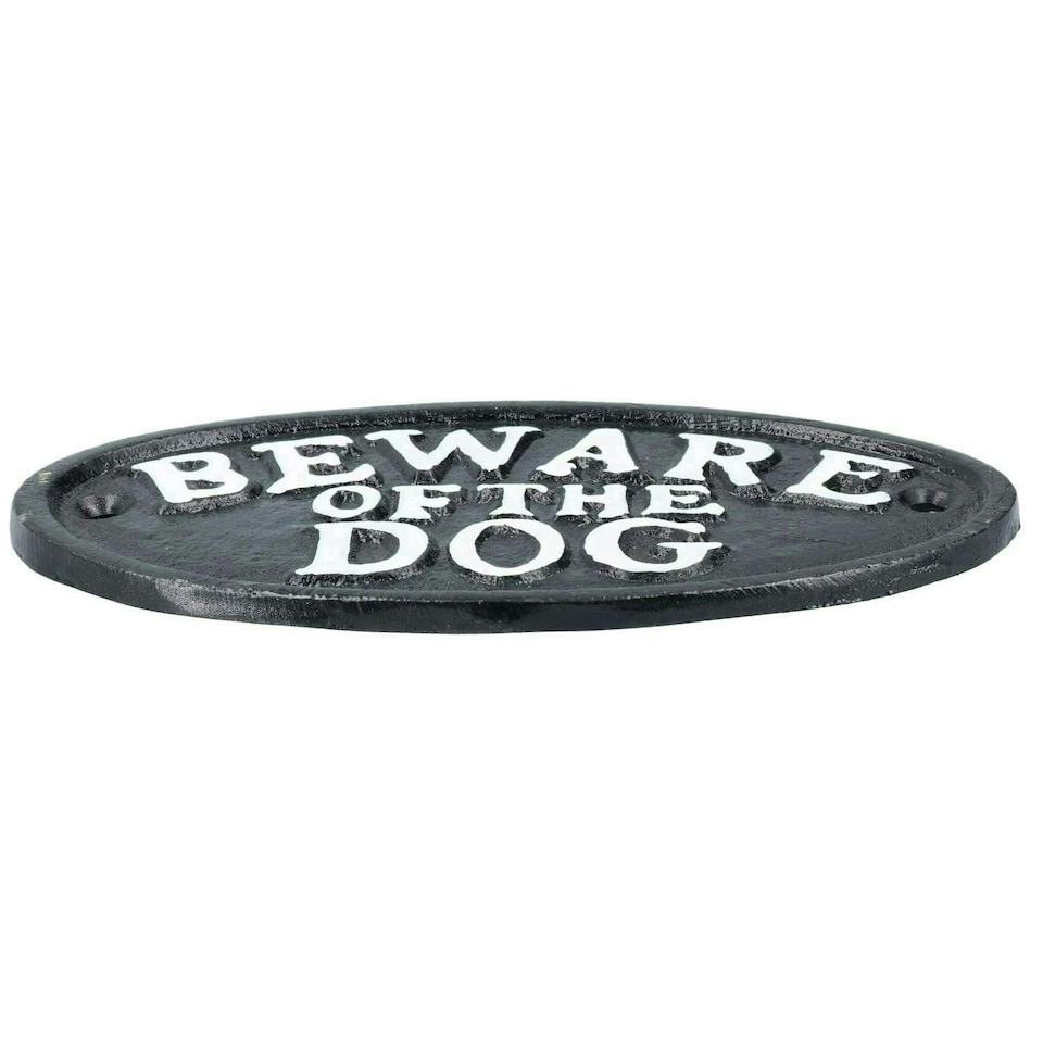 image 1 of Beware of the Dog Black Cast Iron Sign Plaque Door Wall House Gate Post Garden