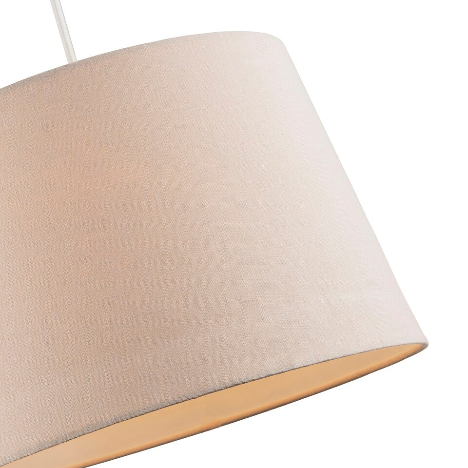 image 1 of Contemporary Light Taupe Linen Fabric Drum Lampshade with Cotton Inner Cream
