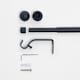 image 3 of OHS Extendable Metal Finial Ball Ends Wall Mounted Rod Fittings Curtain Pole - Black | Black