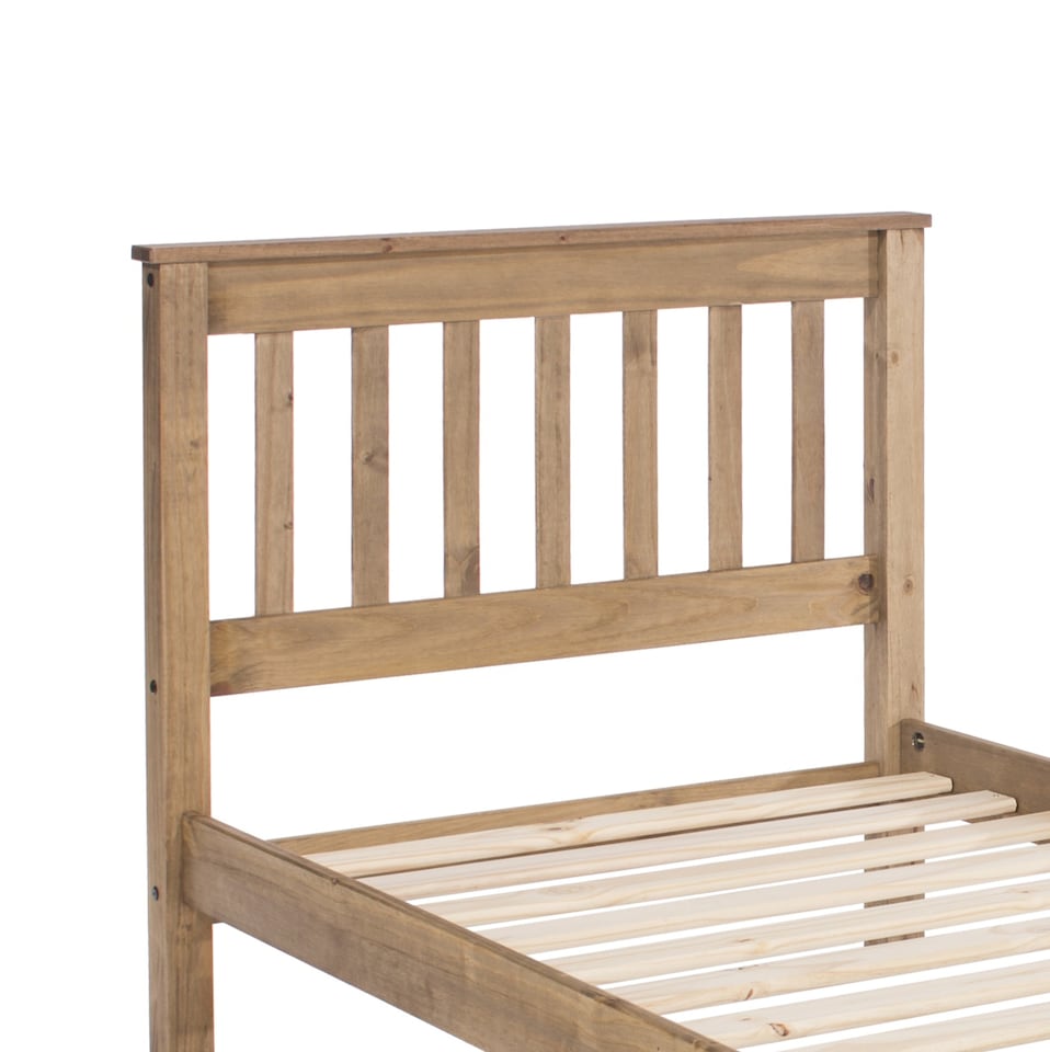 image 1 of Premium Corona 3'0" Single Slatted Low-End Bedstead Antique Wax Pine - Mexican Pine Furniture