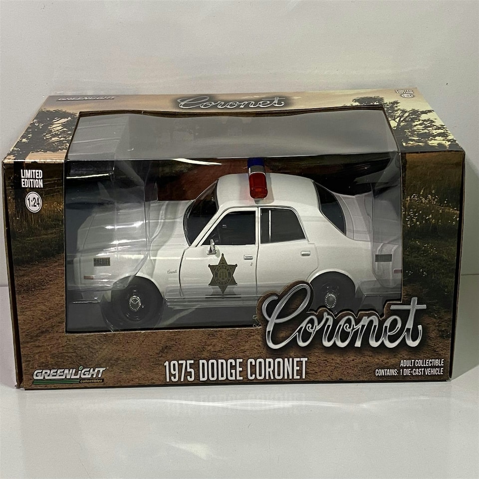 image 1 of 1975 Dodge Coronet County Sheriff Police Car 1:24 Greenlight 84104