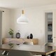 image 1 of EGLO Sabinar Metal and Wood Single Pendant Light, 28cm