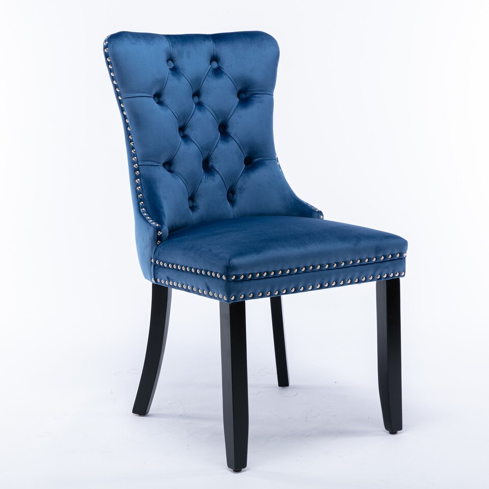 image 1 of Romsey Set of 2 Modern Velvet Dining Chairs with Knocker Ring