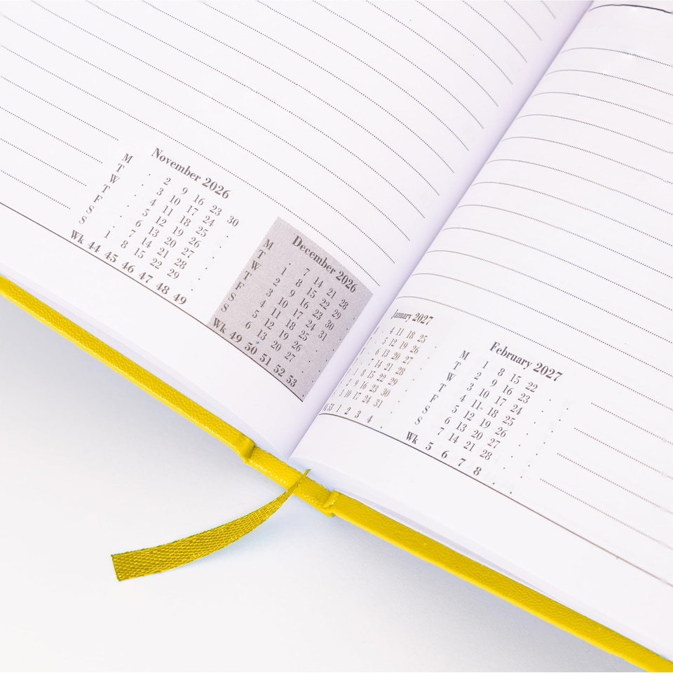 image 1 of 2026 2027 Academic Diary A5 Page a Day - Mid Year Hardback Planner From August 2026 to July 2027 - Student Teacher School Organiser with Ribbon Bookmark (A5, Yellow)