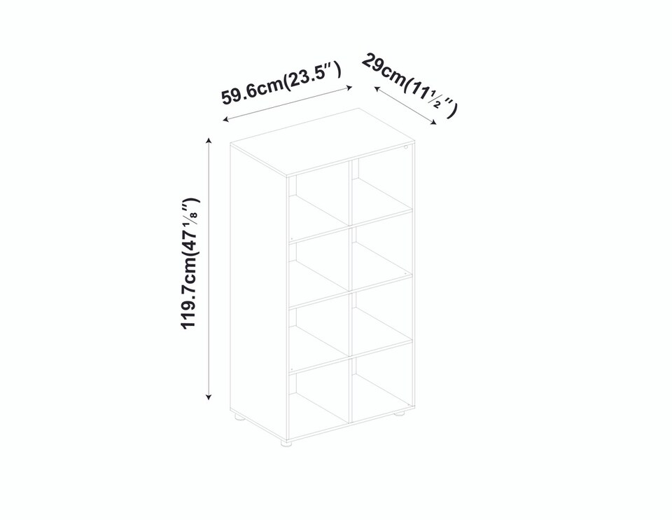image 1 of 8-Cube Shelving Unit With Metal Doors | Brown | Oak & Black | 1