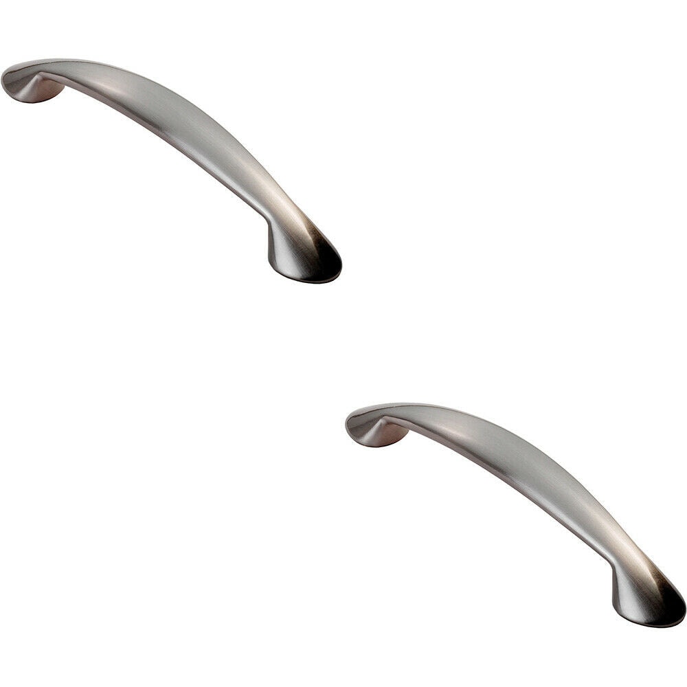 Loops 2x Flared Cabinet Pull Handle 165.5 x 23mm 128mm Fixing Centres Satin Nickel in Metallics