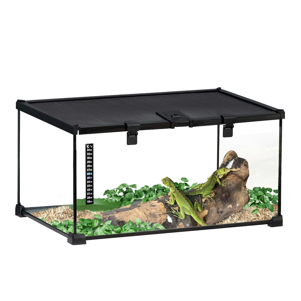 image 1 of PawHut Glass Reptile Terrarium Habitats for Lizards, Frogs, Snake 50 x 30 x 25cm