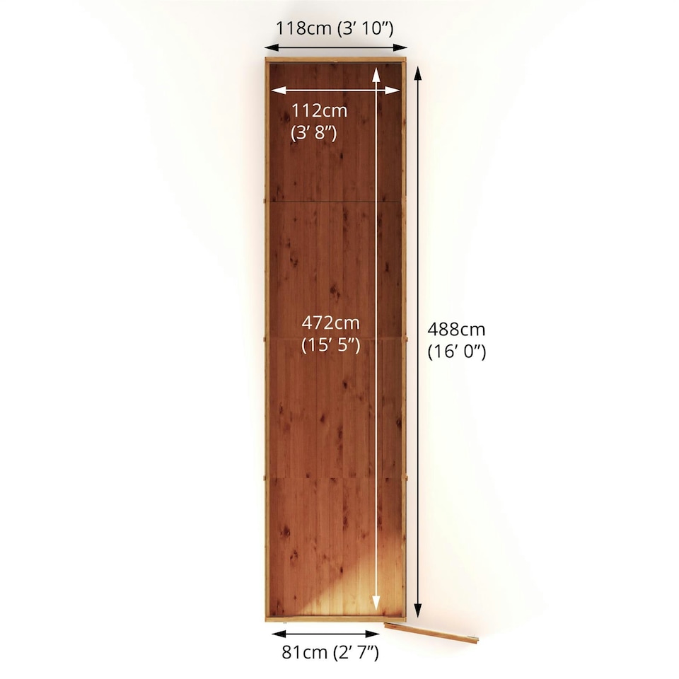 image 1 of 16 x 4 Modular Garden Shed Windowless Wooden Shiplap Pent Tongue and Groove Storage Brown
