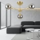 image 4 of First Choice Lighting Toner Satin Brass with Smoke Glass Globes 3 Light Flush Ceiling Light Bronze | Grey