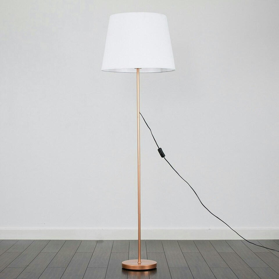image 1 of ValueLights Modern Copper Metal Standard Floor Lamp With White Shade