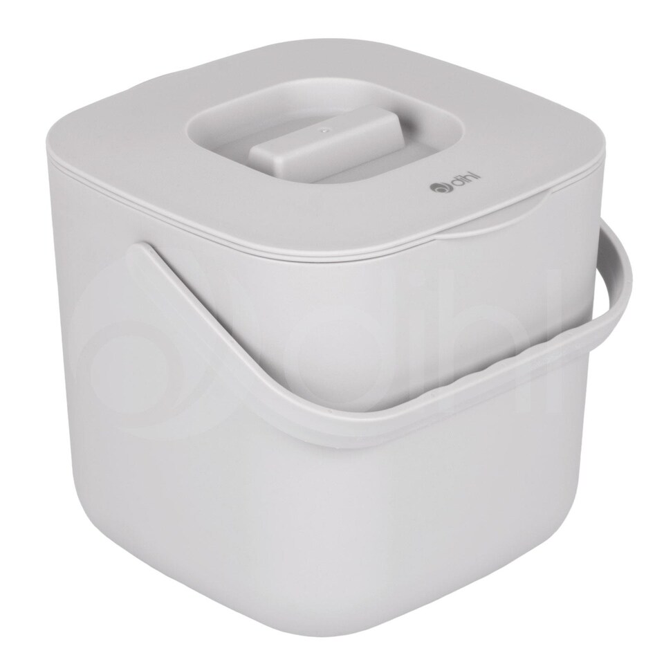 image 1 of Dihl 9 Litre Hanging Trash Bin with Lid, Wall Mounted Garbage Can Kitchen Compost Bin, Plastic Rubbish Bin Wastebasket for Cupboard, Cabinet Door, Bathroom, Bedroom, Offices - Grey | Grey