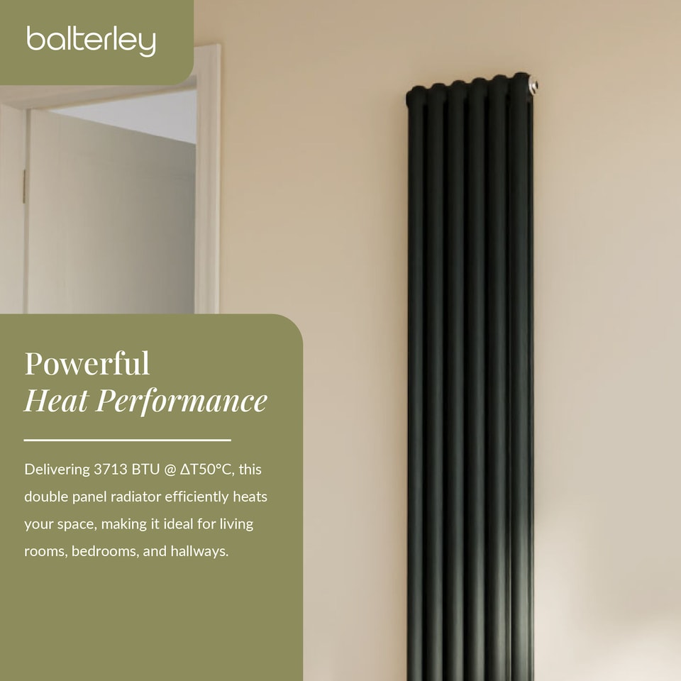 image 1 of Aspire Vertical Double Panel Radiator, 1800mm x 383mm - Anthracite | Grey | Anthracite | 1