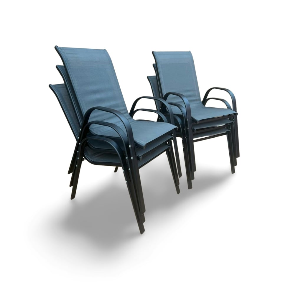 image 1 of Grey Stacking Garden Dining Chairs - 6 Chairs