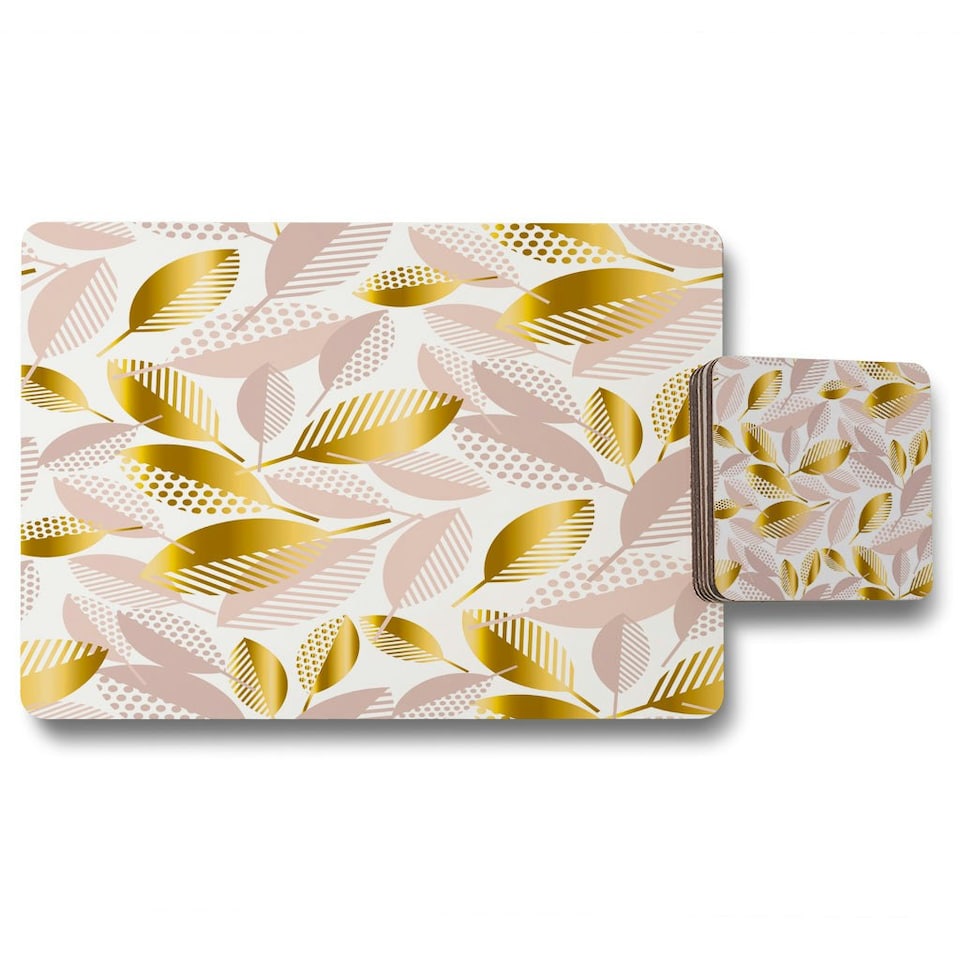 Pastel rose and gold autumn (Placemat & Coaster Set)